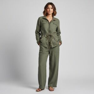 Michael Stars 100% Linen Olive Green 2 Piece Pants and Jacket